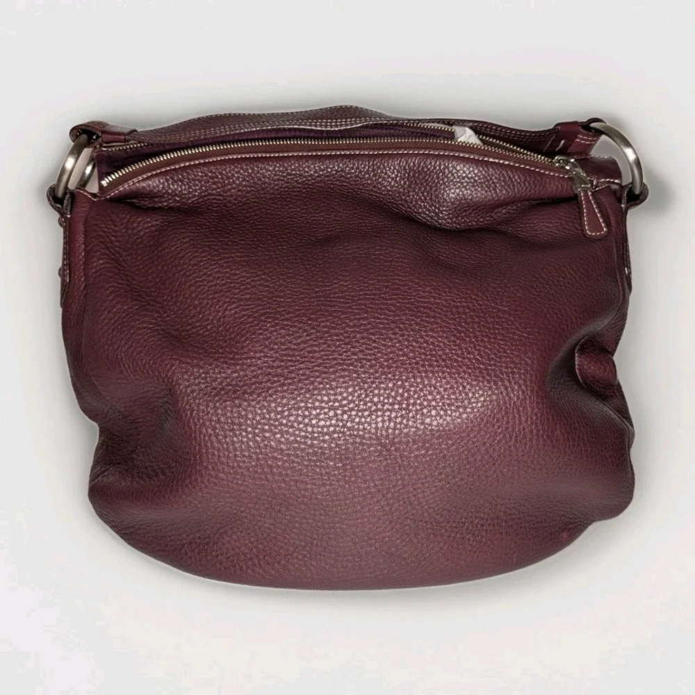 Talbots Oxblood Pebbled Leather Hobo Shoulder Bag Gold Hardware Classic Preppy